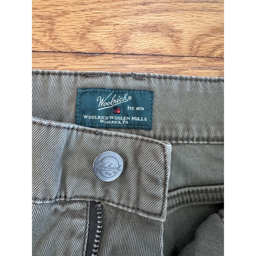 Men's Woolrich Cotton Olive Green Khaki Utility Carpenter Workwear 32/20 Pants - Picture 4 of 11